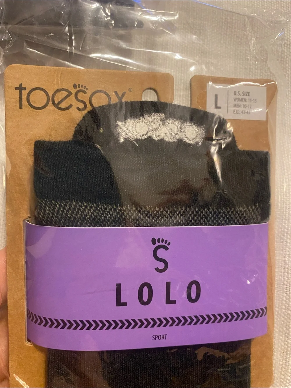 toesox LOLO 2 Pairs Black Crew Five-Toe Socks